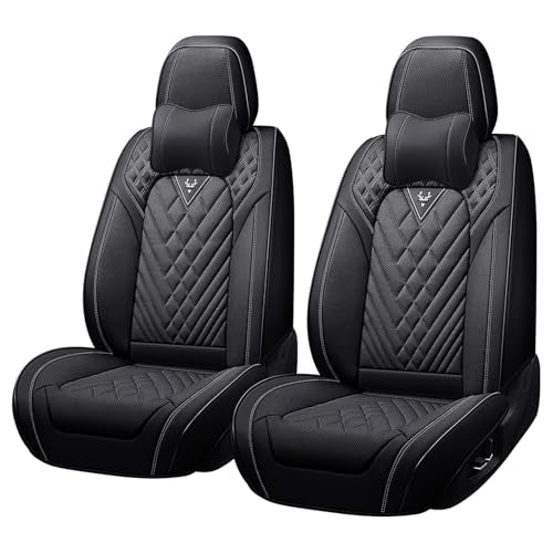 Front Seat Covers for Chrysler Voyager 2000-2025, Premium Car Seat Cushion,Waterproof Seat Protectors, Luxury Automotive Interior Accessories (2-Seat Set with Pillow, Black) - color: Black, size: 2-Seats Set with Pillows