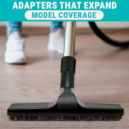 Horsehair Vacuum Brush Attachment 1 1/4 – Vacuum Attachments with 3 Hose Adapters 1.25" to 1.37" - 10.2" Brush Width, 1.25" Diameter Wands, Rotates 360° | Ideal for Wood, Tile, and Smooth Surfaces