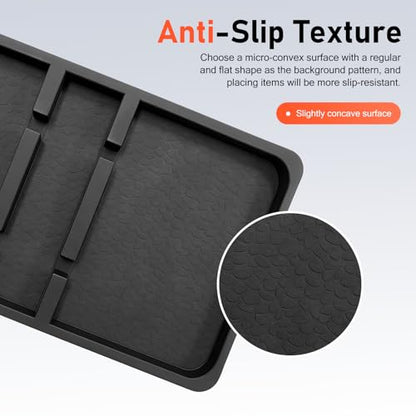 WZP Extra Large Dashboard Mat for Car, Anti-Slip Auto Dash Organizer Pad with Non Marking Tape, Universal Car Dashboard Accessories for Smartphone, GPS, Keys, Sunglasses, Coins, Pens (Black)