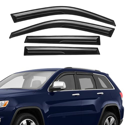 Rain Guards Fit for Jeep Grand Cherokee 2011 2012 2013 2014 2015 2016 2017 2018 2019 2020 2021, Tape-On Side Window Deflector Durable 2011-2021 Grand Cherokee Rain Guard Black 4 PCS - size: Fit for Jeep Grand Cherokee 2011-2021