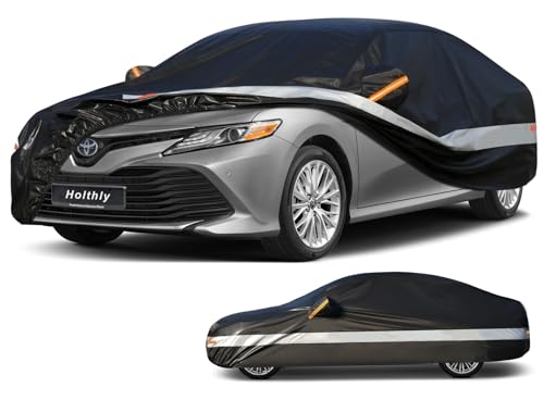 10 Layers Sedan Car Cover Waterproof All Weather for Automobiles,100% Waterproof Outdoor Car Covers Rain Snow UV Dust Protection. Custom Fit for Toyota Camry, Honda Accord, Nissan Altima, etc - color: Black, size: A4-See vehicle size chart