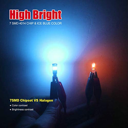 High Bright Ice Blue T5 37 74 PC74 PC37 LED Bulb with Twist Lock Socket for Dashboard Instrument Panel Gauge Cluster Light and Map Vanity Mirror Glove Box Indicator Light - color: Ice BLue