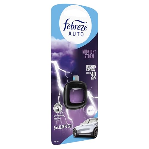 Febreze AUTO Air Freshener, Odor-Fighting Automotive Vent Clip, Midnight Storm Scent, 8 Count