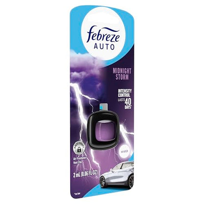 Febreze AUTO Air Freshener, Odor-Fighting Automotive Vent Clip, Midnight Storm Scent, 8 Count