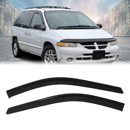FREEMOTOR802 Tape-on Window Deflectors Fits 1996-2007 Chrysler Town & Country & Dodge Caravan, Rain Guards Side Window Visors Wind Deflectors Vent Visors Slim Style Smoke Tinted Acrylic 2 Pieces
