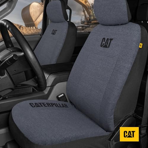 CAT CozyBlend Car Seat Covers, Blue Heather - Premium Jersey Fabric Seat Covers for Cars Trucks SUV, Breathable Cotton Car Seat Covers Front Seats Only, Universal Fit Automotive Interior Covers - color: Blue
