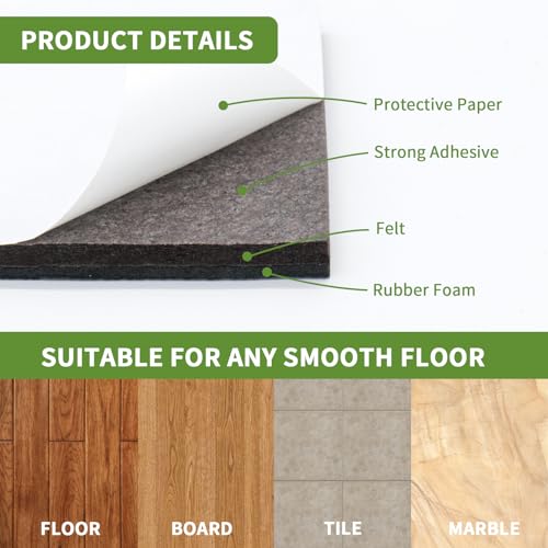 Non Slip Furniture Pads 16 PCS - 8 pcs 2” Round + 8 pcs 2" Square - Anti Slip Furniture Pads - Self Adhesive Rubber Feet Furniture Feet - Chair Leg Floor Protectors - size: Round 2 inch +Square 2 inch 16PACK