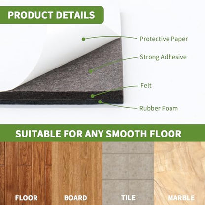 Non Slip Furniture Pads 16 PCS - 8 pcs 2” Round + 8 pcs 2" Square - Anti Slip Furniture Pads - Self Adhesive Rubber Feet Furniture Feet - Chair Leg Floor Protectors - size: Round 2 inch +Square 2 inch 16PACK
