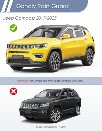 in-Channel Window Rain Guard for Jeep Compass 2017-2026 Rain Guards Side Window Visors Low Profile Vent Visor Extra Durable Window Deflectors Vent Shades - size: Fit for 2017-2026 Jeep Compass