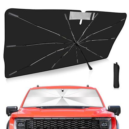 Windshield Sun Shade Umbrella Custom Fit for Ford F150 2015-2023 2024 2025 2026 Foldable UV Protection Car Cover, Emergency Rain Shield & Dashboard Protector - Durable Auto Accessory - size: For Ford F150 2015+