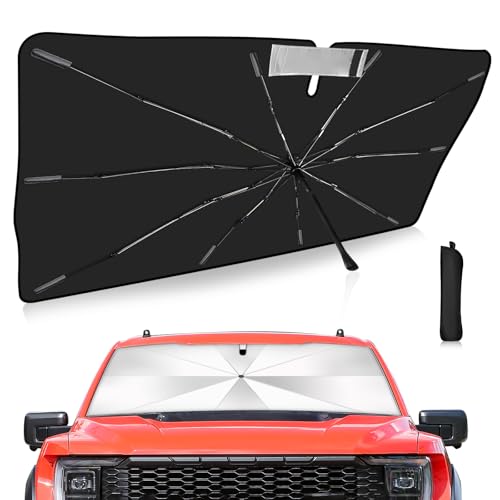 Windshield Sun Shade Umbrella Custom Fit for Ford F150 2015-2023 2024 2025 2026 Foldable UV Protection Car Cover, Emergency Rain Shield & Dashboard Protector - Durable Auto Accessory - size: For Ford F150 2015+