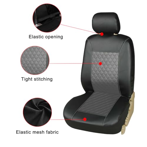 Mandark 4PCS Car Seat Cover, PU Leather Vehicle Seat Protector Full Sets, Waterproof Automotive Front Seats and Rear Bench Protection Guard Accessories, Universal for SUV, Truck, RV (Gray) - color: Gray