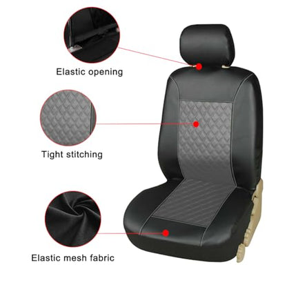 Mandark 4PCS Car Seat Cover, PU Leather Vehicle Seat Protector Full Sets, Waterproof Automotive Front Seats and Rear Bench Protection Guard Accessories, Universal for SUV, Truck, RV (Gray) - color: Gray