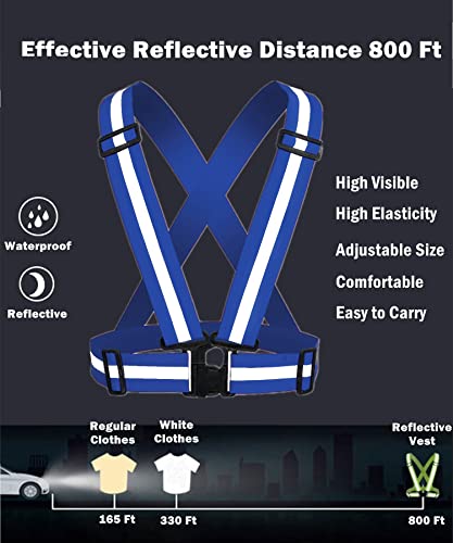 Reflective Vest, High Visibility Safety Vest Straps Reflective Gear for Night Running Walking Cycling for Men Women Kids - color: Black+blue