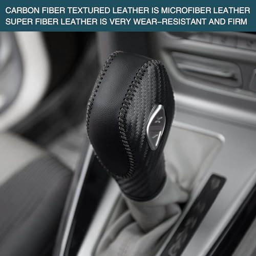 UGSHY 1 PC Car Leather Gear Shift Knob Cover, Automatic Transmission Car Boots Shifter Lever Knob Trim, Compatible with Ford Maverick Esports Mondeo Carnival Edge Escort (Black)