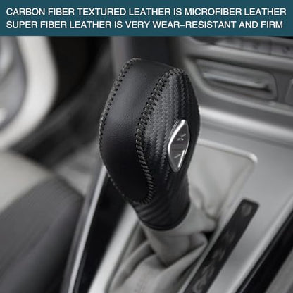 UGSHY 1 PC Car Leather Gear Shift Knob Cover, Automatic Transmission Car Boots Shifter Lever Knob Trim, Compatible with Ford Maverick Esports Mondeo Carnival Edge Escort (Black)