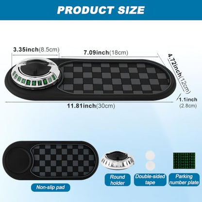 Multifunction Car Anti-Slip Mat, Car Dashboard Mobile Phone Holder, Anti Slip Mat Phone Holder and Temporary Parking Number Pad - Secure Storage for Sunglasses, Keys, Gadgets - color: Black