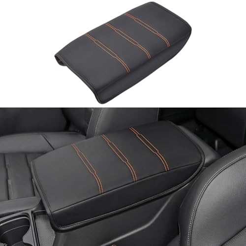 Center Console Cover for Honda CRV 2026 2025 2024 2023, Upgraded PU Leather Thick & Soft Armrest Cover for CRV 2023-2026 (Orange Stitching) - color: Orange Stitching