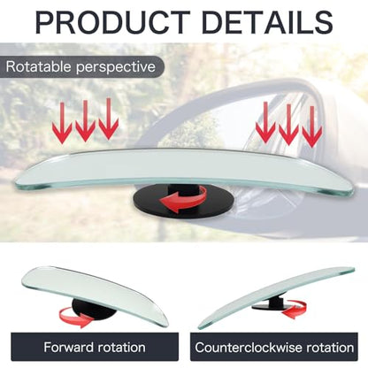 2 Pairs Blind Spot Mirror, Frameless HD Glass Convex Side Mirrors with 360 Degree Adjustable Swivel Mount, Wide Angle Rear View Car Accessories for Eliminating Blindspots on SUVs Trucks and RVs