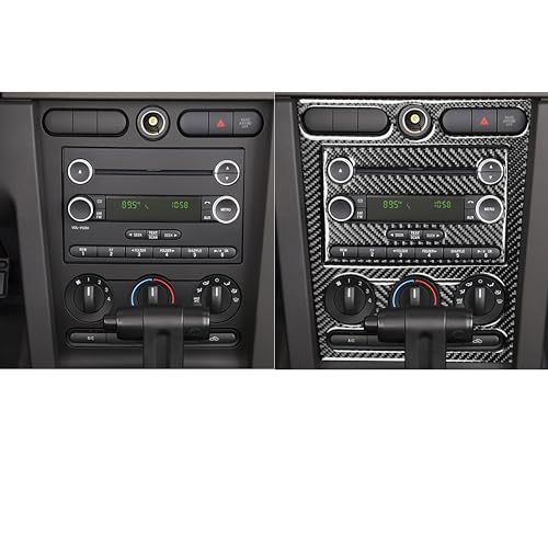 Carbon Fiber Car Interior Trim Stickers Central Instrument Console Panel Cover Kit Compatible with Ford Mustang GT Shelby 2005-2009 Accessories Decals 4PCS - color: CD Console Kit-black