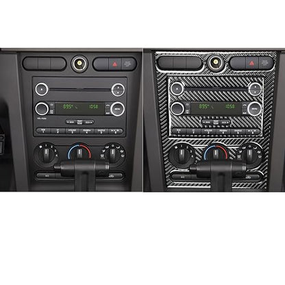 Carbon Fiber Car Interior Trim Stickers Central Instrument Console Panel Cover Kit Compatible with Ford Mustang GT Shelby 2005-2009 Accessories Decals 4PCS - color: CD Console Kit-black