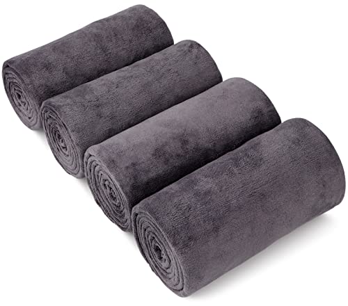 Orighty Bath Towel Pack of 4 - Soft Feel Grey Bath Towel Sets, Highly Absorbent Microfiber Towels for Body, Quick Drying, Microfiber Towels for Sport, Yoga, SPA, Fitness, (27’’ x 54’’) - color: Dark Grey, size: 4 Pack Bath Towels