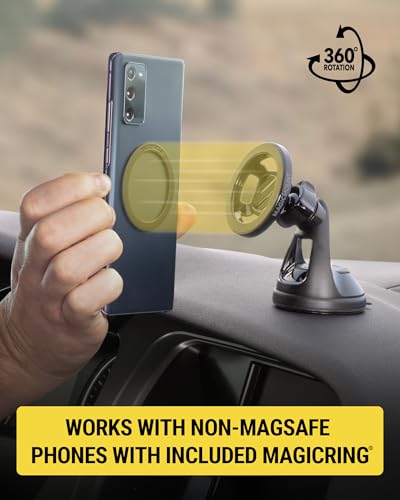 Scosche SMS2WD MagicMount MagSafe Suction Cup Phone Mount for Car Windshield/Dashboard Cell Phone Holder Compatible with Popsocket, Magnetic Stand Compatible with iPhone 17/16/15/14/13/12 & Android - size: 1 Pack, style: Window / Dash Suction