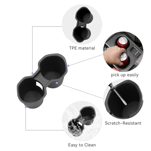 smabee Center Console Cup Holder for Subaru Forester 2025 2026 TPE Drinks Holder Box Organizer Car Interior Accessories Black - size: Center Console Cup Holder Insert