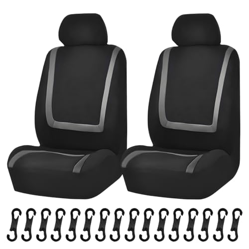 Car Seat Covers, Breathable Comfortable Automotive Seat Protectors, Anti-Slip 2 Front Seats Covers Airbags Compatible, Universal Washable Vehicle Accessories for Car, Truck, SUV (Black/Grey) - color: Black/Grey