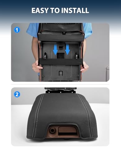 Center Console Armrest Cover for 2011-2016 Ford F250 F350 F450 Super Duty Accessories, Vinyl Leather Middle Armrest Cusion Protector, Anti-Scratch, Bucket Seat Only, Black Gray Stitching - size: Bucket Seat, 11-16 F250-F450, gray stitch