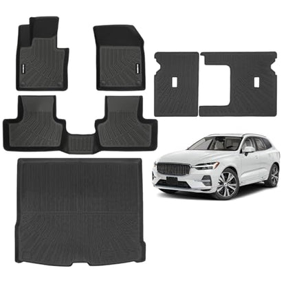 All Weather Floor Mats for 2018-2024 2025 Volvo XC60 (Only T5/T6 Models and Not Hybrid) - All Weather for Volvo XC60 Floor Mats Cargo Mat Backrest Mats Waterproof Interior Accessories - size: 26)XC60 Set|2018-2025