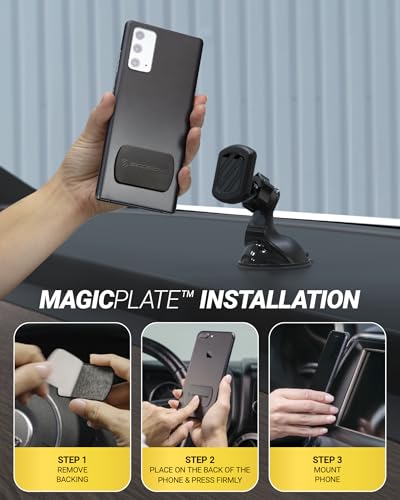 Scosche Extra Strength Suction Car Phone Mount, Magnetic Phone Holders for Your Car Windshield/Dashboard, Car Holder with 360° Rotation, Thick Metal Plate for iPhone and Android, Not MagSafe, 2-Pack - size: 2 Pack, style: Extra Strength - Window / Dash Su