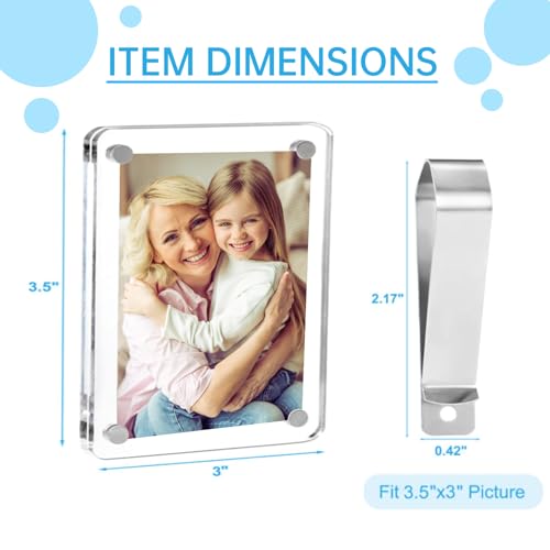 2 Pack Magnetic Car Visor Photo Holder – Personalized Acrylic Clip for Family, Pets, Travel Pictures – Easy Snap-On Car Accessory for Sun Visor (2 Pack, 3''x3.5'') - style: 2 Pack 3x3.5in
