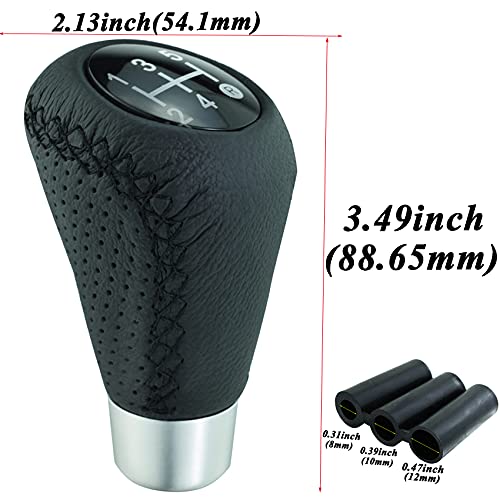 Abfer Shifter Knob 5 Speed Leather Car Gear Stick Shifting Knobs Shift Lever for Most Manual Transmission Vehicle Truck, Black - color: Black 1, style: Black stitches