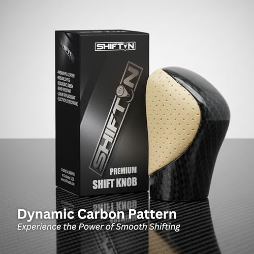 Gear Shift Knob Shifter for Lexus ES GS GX is NX RC RX 200t 300 350 3450h 450hL 350L (Beige Ivory Leather/Carbon Pattern) - color: Beige Ivory Leather / Carbon Pattern