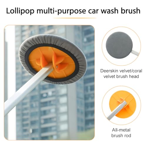 Car Windshield Cleaner Tool, Vehicle Window Cleaning Kit with 3PCS Double Side Microfiber Pads, Auto Glass Detailing Washing Brush for Exterior Interior, Universal for Truck SUV RV