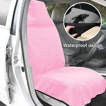 DXNQ Waterproof Car Towel Seat Cover, Sweating Non-Slip Premium Towel Carseat Cover Protector, Universal Soft Machine Washable Car Truck SUV Front Seat Cover for Gym Workout Beach Hiking (Pink) - color: Pink, 1pc, Front