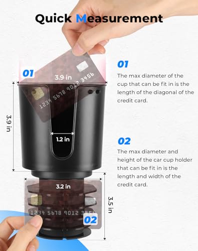 KEMIMOTO Upgraded Car Cup Holder Expander Long Base Model, Compatible with Hydro Flasks Yeti Stanley, Large Cup Holder Adapt 18-40oz Bottles, Fits for Universal Vehicles, Golf Carts, UTVs