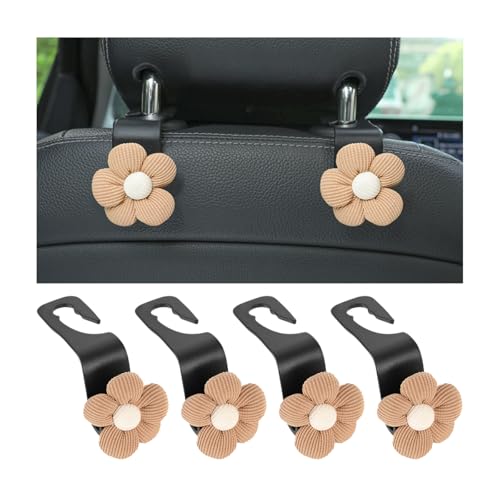 4PCS Car Headrest Hooks, Cute Flower Vehicle Seat Organizer Hooks for Purses and Bags, Portable Automotive Purse Hanger Holder Decoration, Universal for SUV, Sedan, Truck (Orange/Black) - color: Orange/Black