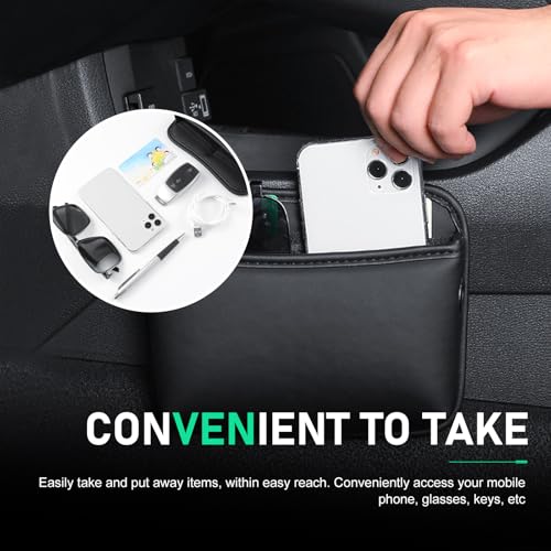2 PCS Car Seat Side Storage Pockets, Multifunctional Console Side Organizer Bags, PU Leather Car Seat Side Pocket Pouchs, Universal for Most Cars