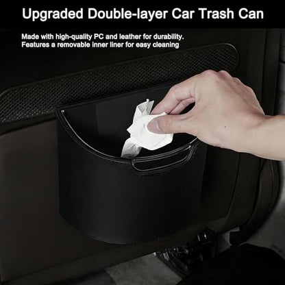 Leakproof Car Trash Can, Mini Car Trash Bin with Removable Liner, Waterproof Automotive Garbage Can for SUV, Truck, Vehicle, Home, Office, Multipurpose, Easy to Clean, Wine Red - color: Wine Red