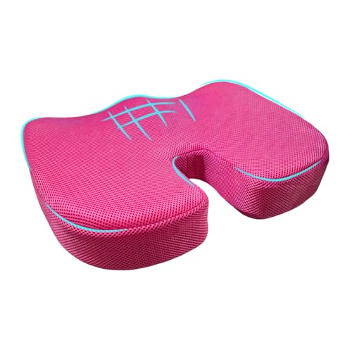 Car Seat Cushion, Memory Foam Cushion for Tailbone Pain & Sciatica Relief, Ergonomic Seat Cushion Comfortable Chair Relief Pillow for Car Office Wheelchair, car Accessories (Rose Red, Mesh) - color: Rose Red, Mesh