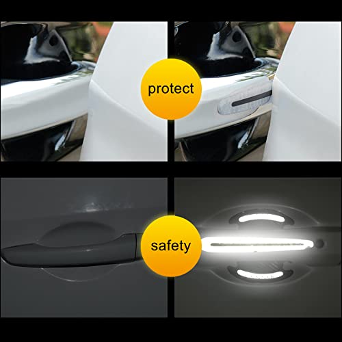 Car Door Handle Protector Reflective Sticker Universal Auto Carbon Fiber Door Handle Anti Scratch Cover Guard 8PCS Silver - color: Silver
