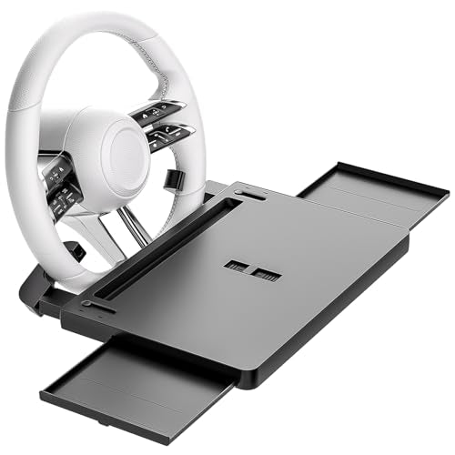 Steering Wheel Tray Desk with Expandable Trays, Steering Wheel Table Food Tray for Front Seat Eating Dinning Working, Adjustable Laptop Tray for Car - size: 10.3" *26.2"