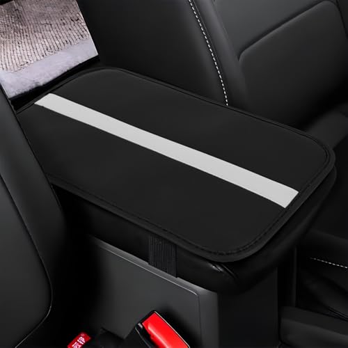 wuyaoyao Car Center Console Cover, 12.6"×7.87" PU Leather Armrest Cover for Cars, Stylish Auto Armrest Cushion Pad, Waterproof Vehicle Arm Rest Protector, Interior Car Accessories (Black+Gray) - color: Black+Gray