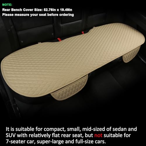 West Llama Pu Leather Car Seat Bottom Covers Protectors Include 1 Pair Front Driver Seat Pad Mat and 1 Rear Bench Cover Universal Fit 90% Vehicles,Beige - color: A-Beige, size: Universal Fit - Full Set