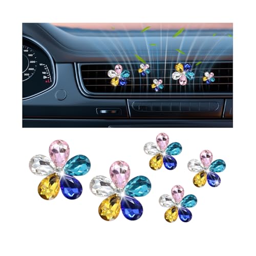 Zpana Bling Daisy Flower Car Air Vent Clips, 5PCS Sparkling Crystal Rhinestone Cute Vehicle Air Conditioning Clamp, Diamond Auto Air Outlet Clip Decor for Women Girls, Universal Fit (Colorful) - color: Colorful