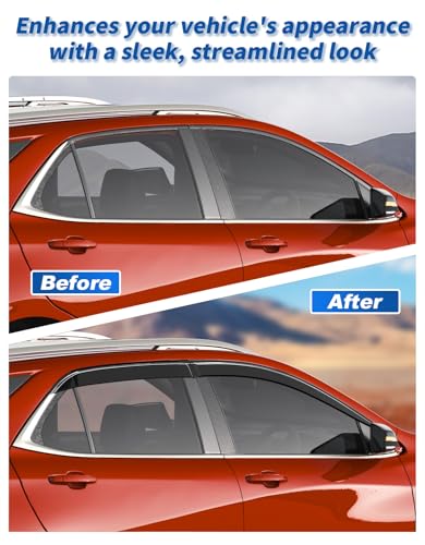 6-PCS Extra-Thick Rain Guards Fit for 2018-2024 Chevy Equinox Extra Durable Tape-on Window Rain Guard Window Deflectors Vent Shades Window Visor Vent Visors Exterior - size: Fit for 2018-2024 Chevy Equinox