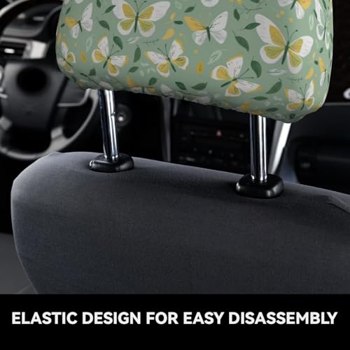 Car Seat Headrest Cover Butterfly Butterflies 2 PCS Stretch Breathable Car Headrest Protector Universal Soft Head Rest Cushion Case for Most Cars, Vans, Trucks - color: Green Butterfly