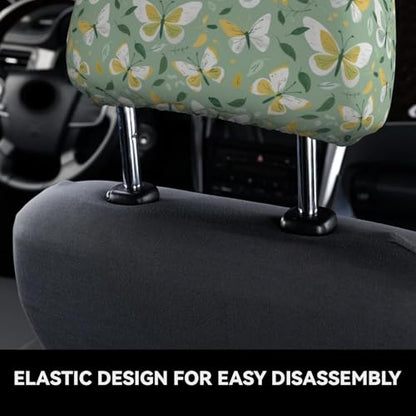 Car Seat Headrest Cover Butterfly Butterflies 2 PCS Stretch Breathable Car Headrest Protector Universal Soft Head Rest Cushion Case for Most Cars, Vans, Trucks - color: Green Butterfly